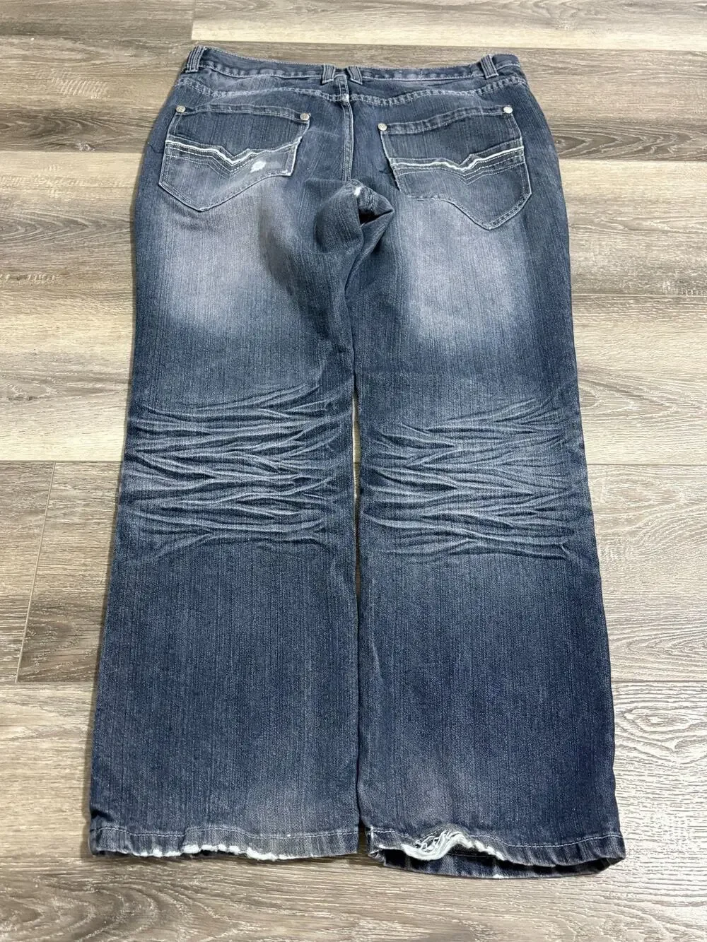Pacific Blue Washed Baggy Jeans Y2K Streetwear Skater Retro - Men’s 36x30